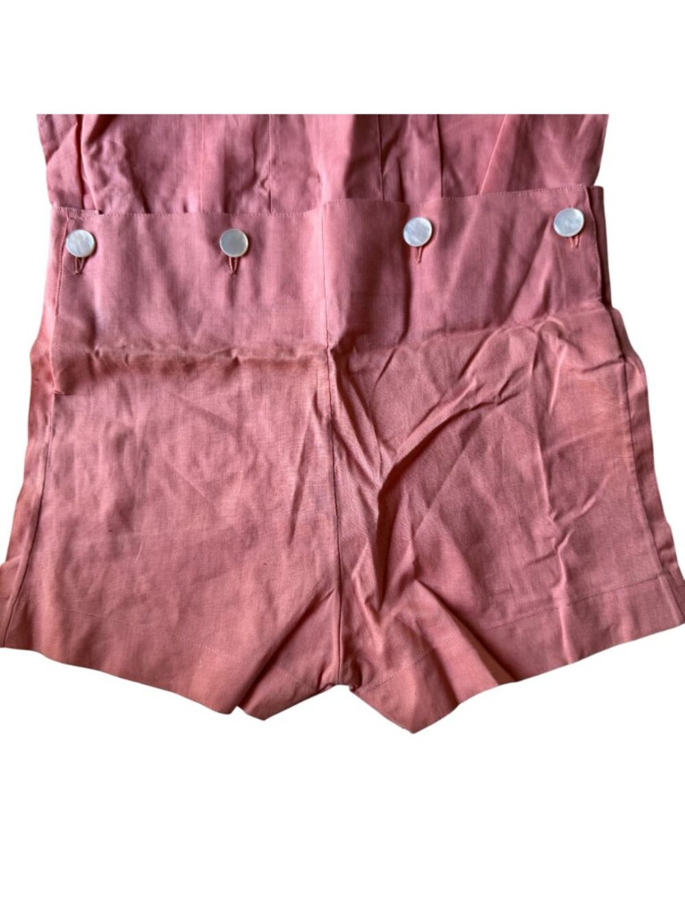 Vintage 1940s Childs Peach Pink Romper Shorts Lace Trim & Buttons 2 Piece - Picture 4 of 15